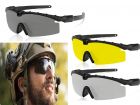 ANSI Ballistic Z87 Combat Tactical Military Shooting Sunglasses With 3 Lenses And Hard Case Black